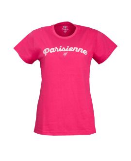 T-shirt Parisienne Broderie Stade Français Paris Rose Femme